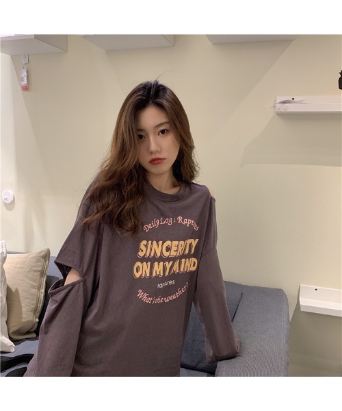 DEVICE（デバイス）の「肩出し 穴あきロンT（Tシャツ/カットソー