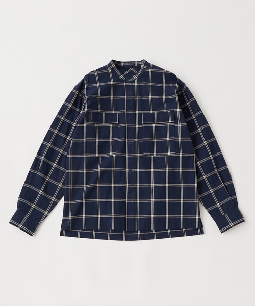 CIAOPANIC TYPY（チャオパニックティピー）の「タイプライターチェックバンドカラーシャウター（シャツ/ブラウス・メンズ・ベージュ/ネイビー/グリーン・S/M/L）」の18枚目の写真