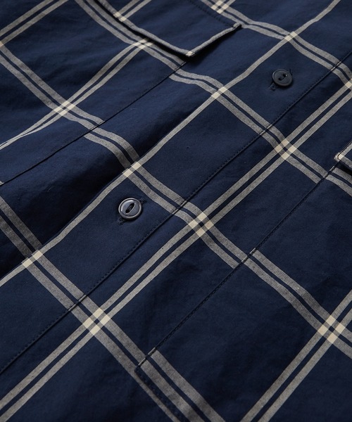 CIAOPANIC TYPY（チャオパニックティピー）の「タイプライターチェックバンドカラーシャウター（シャツ/ブラウス・メンズ・ベージュ/ネイビー/グリーン・S/M/L）」の5枚目の写真