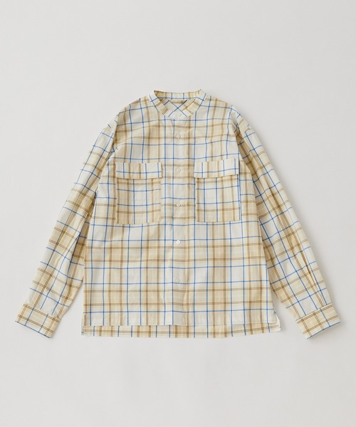 CIAOPANIC TYPY（チャオパニックティピー）の「タイプライターチェックバンドカラーシャウター（シャツ/ブラウス・メンズ・ベージュ/ネイビー/グリーン・S/M/L）」の11枚目の写真