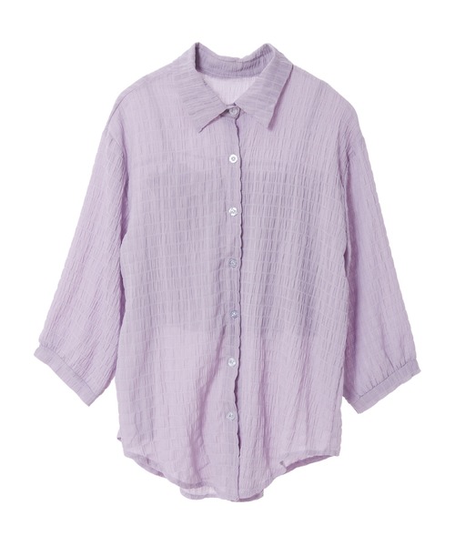 fifth calin（フィフスカラン）の「キャミ付きシースルーシャツ（シャツ/ブラウス・レディース・ホワイト/ブラック/ラベンダー・MEDIUM）」の6枚目の写真