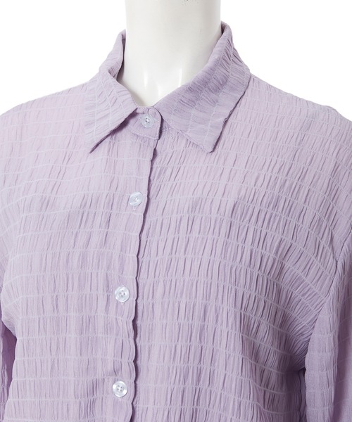 fifth calin（フィフスカラン）の「キャミ付きシースルーシャツ（シャツ/ブラウス・レディース・ホワイト/ブラック/ラベンダー・MEDIUM）」の10枚目の写真