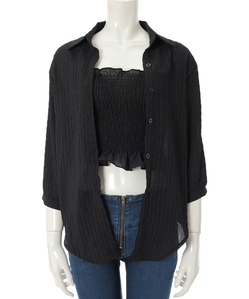 fifth calin（フィフスカラン）の「キャミ付きシースルーシャツ（シャツ/ブラウス・レディース・ホワイト/ブラック/ラベンダー・MEDIUM）」の13枚目の写真