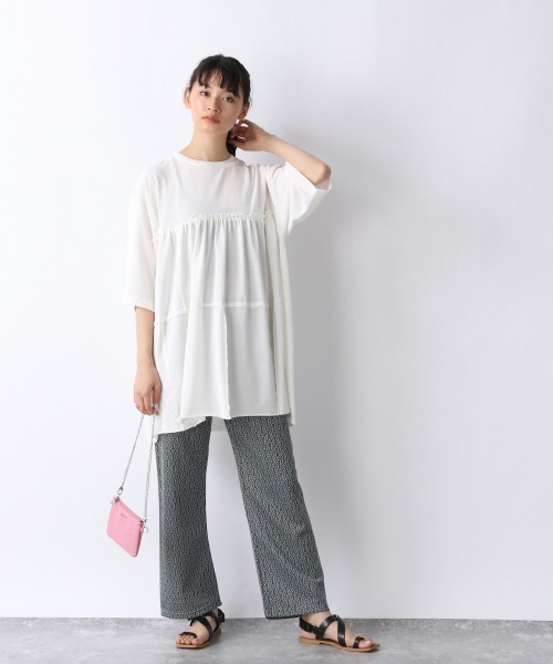 JEANASIS（ジーナシス）の「キョウネンティアードプルオーバー/943476（Tシャツ/カットソー・レディース・ホワイト/ブラック/ベージュ・FREE）」の4枚目の写真