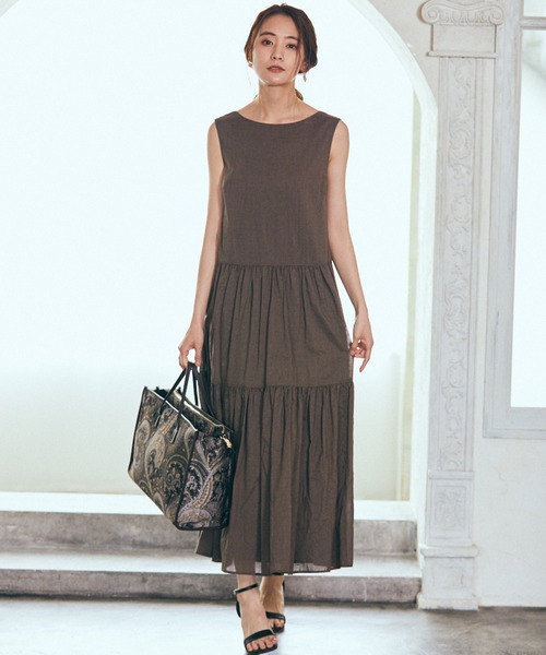 Andemiu(アンデミュウ)の「リネンワンピース951770(ワンピース・レディース・ブラウン/アイボリー・FREE)」の11枚目の写真