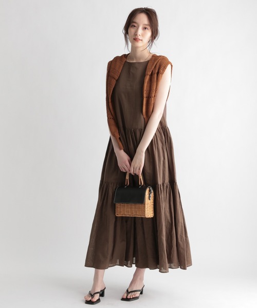 Andemiu(アンデミュウ)の「リネンワンピース951770(ワンピース・レディース・ブラウン/アイボリー・FREE)」の7枚目の写真