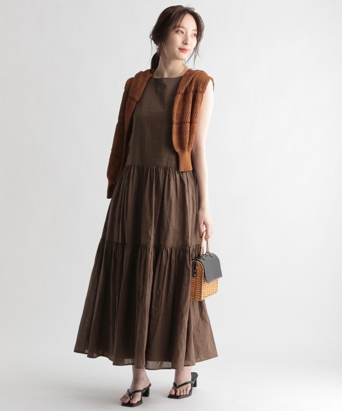 Andemiu(アンデミュウ)の「リネンワンピース951770(ワンピース・レディース・ブラウン/アイボリー・FREE)」の18枚目の写真