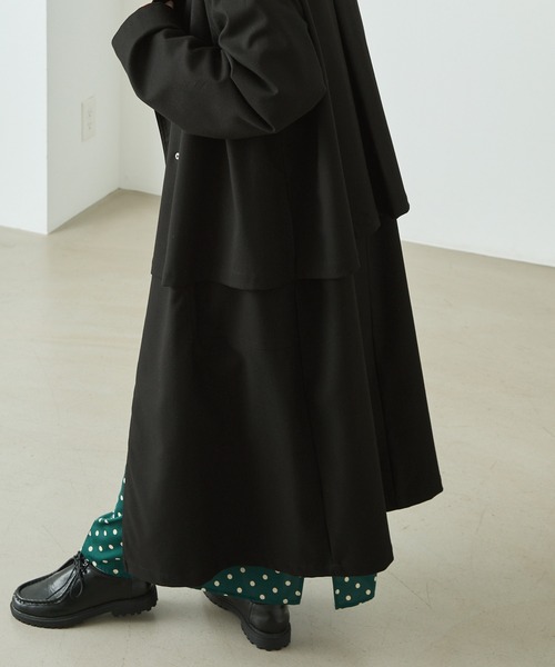 forksy.（フォルクシー）の「【forksy.】2WAYレイヤードデザイン スナップボタンチェスターコート（トレンチコート・レディース・ブラック/ベージュ/カーキ・FREE）」の11枚目の写真