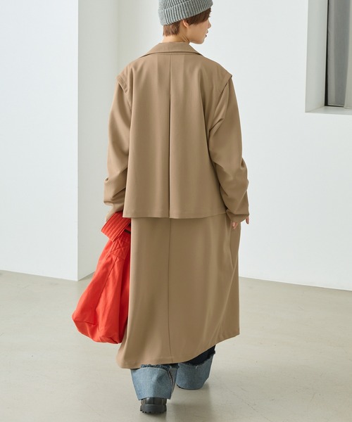 forksy.（フォルクシー）の「【forksy.】2WAYレイヤードデザイン スナップボタンチェスターコート（トレンチコート・レディース・ブラック/ベージュ/カーキ・FREE）」の16枚目の写真