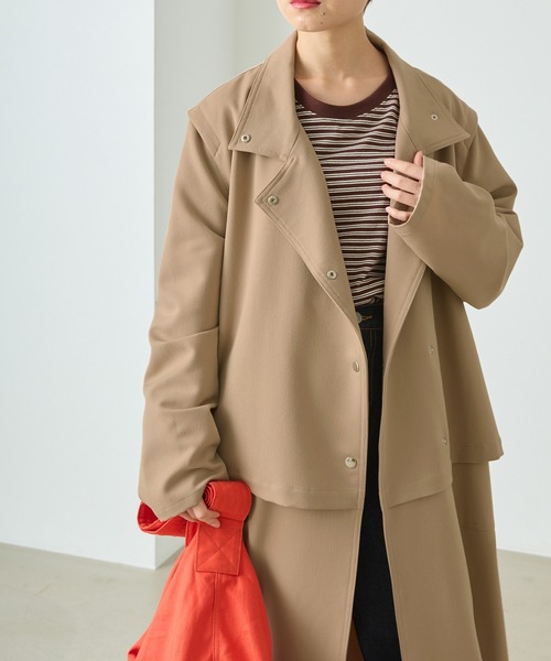 forksy.（フォルクシー）の「【forksy.】2WAYレイヤードデザイン スナップボタンチェスターコート（トレンチコート・レディース・ブラック/ベージュ/カーキ・FREE）」の17枚目の写真