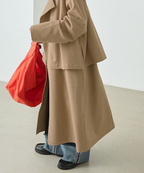 forksy.（フォルクシー）の「【forksy.】2WAYレイヤードデザイン スナップボタンチェスターコート（トレンチコート・レディース・ブラック/ベージュ/カーキ・FREE）」の19枚目の写真
