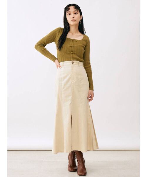 MURUA（ムルーア）の「チャイナボタンリブニットトップス（ニット/セーター・レディース・アイボリー/グレー/マスタード/パープル・FREE）」の19枚目の写真