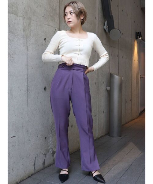 MURUA（ムルーア）の「チャイナボタンリブニットトップス（ニット/セーター・レディース・アイボリー/グレー/マスタード/パープル・FREE）」の20枚目の写真