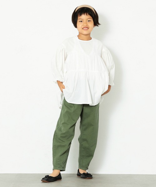 Lee（リー）の「Lee/リー　ミリタリー　タックバギー　テーパードパンツ（デニムパンツ・キッズ・ベージュ/オレンジ/インディゴブルー/カモフラージュ/アーミー/ワンウォッシュ・100/110/120/130/140/150）」の8枚目の写真