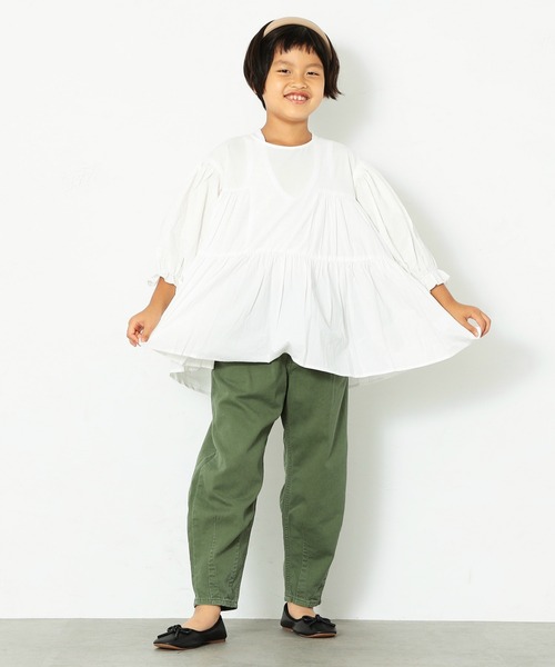 Lee（リー）の「Lee/リー　ミリタリー　タックバギー　テーパードパンツ（デニムパンツ・キッズ・ベージュ/オレンジ/インディゴブルー/カモフラージュ/アーミー/ワンウォッシュ・100/110/120/130/140/150）」の9枚目の写真