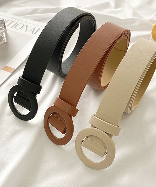 florist（フローリスト）の「【フリーサイズ】ベーシック太めリングベルト（ベルト・レディース・ブラック/ベージュ/ブラウン・FREE）」の4枚目の写真