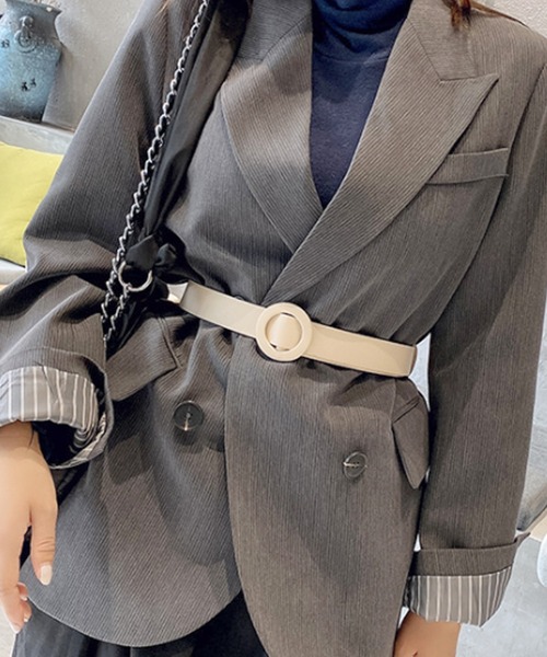 florist（フローリスト）の「【フリーサイズ】ベーシック太めリングベルト（ベルト・レディース・ブラック/ベージュ/ブラウン・FREE）」の7枚目の写真