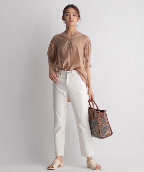 Andemiu（アンデミュウ）の「シアーバルーンシャツ五分袖958350（シャツ/ブラウス・レディース・オフホワイト/ブラック/ベージュ・FREE）」の7枚目の写真