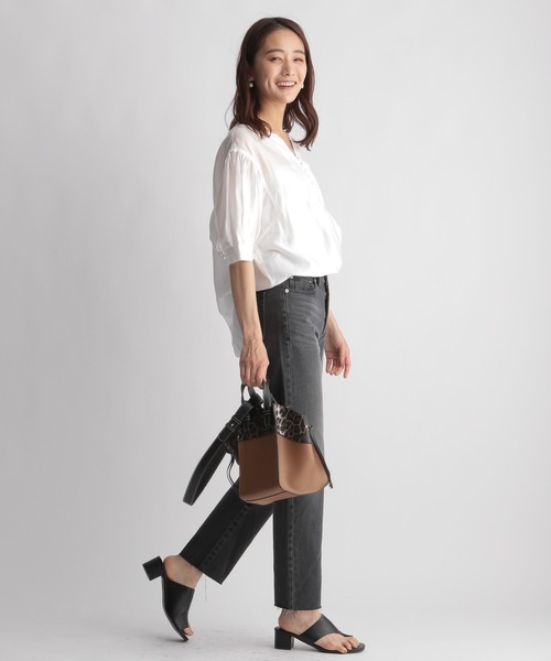 Andemiu（アンデミュウ）の「シアーバルーンシャツ五分袖958350（シャツ/ブラウス・レディース・オフホワイト/ブラック/ベージュ・FREE）」の9枚目の写真