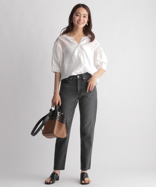 Andemiu（アンデミュウ）の「シアーバルーンシャツ五分袖958350（シャツ/ブラウス・レディース・オフホワイト/ブラック/ベージュ・FREE）」の10枚目の写真