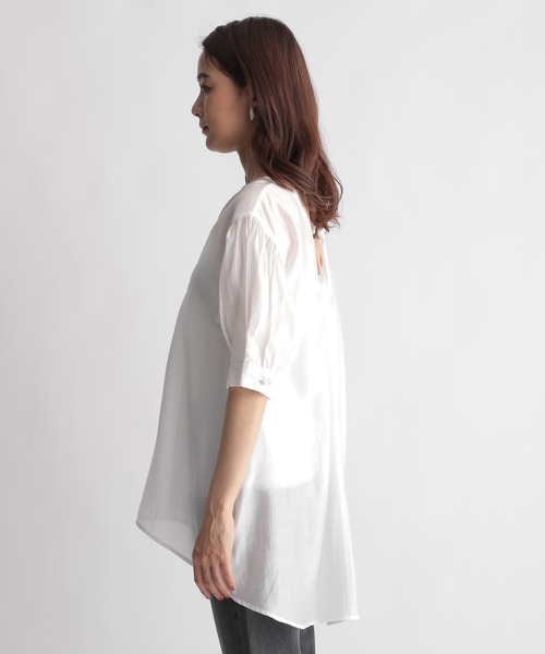 Andemiu（アンデミュウ）の「シアーバルーンシャツ五分袖958350（シャツ/ブラウス・レディース・オフホワイト/ブラック/ベージュ・FREE）」の15枚目の写真