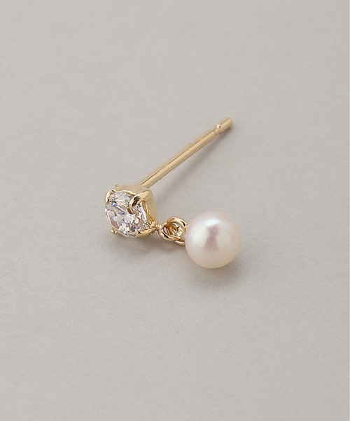 e.m.ピアス　ジルコニア　パール　ピアス　両耳 パール×ジルコニアピアス[K10]（ピアス（両耳用））｜ANEMONE