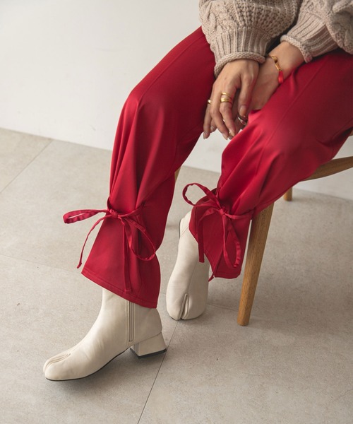 rectangle（レクタングル）の「2WAYセミフレアカラーパンツ（スラックス・レディース・レッド/グリーン/ブルー・LARGE/MEDIUM）」の7枚目の写真