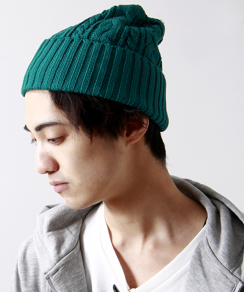 WEGO(ウィゴー)の「WEGO/ケーブルニットキャップ(ニットキャップ/ビーニー・メンズ・杢グレー/グリーン/イエロー/ワイン/ネイビー・FREE)」の3枚目の写真