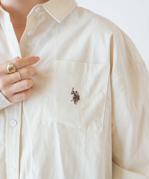 U.S. POLO ASSN.（ユーエスポロアッスン）の「∴WEGO/【26年春新色登場★】U.S. POLO ASSN.別注ロングスリーブシャツ（シャツ/ブラウス・レディース・ホワイト/ブラック/ベージュ系その他2/グリーン系その他4/ブルー系その他4/その他1/その他2/その他3/アイボリー/インディゴブルー/ブルー/ブラック系その他2/ブルー系その他2/ブラウン/ブラウン系その他2/その他5/その他4/ライトピンク・FREE）」の22枚目の写真