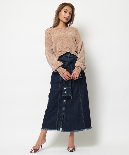 SPIRALGIRL(スパイラルガール)の「ダメージモールニット(ニット/セーター・レディース・ベージュ/カーキ/ブルー・FREE)」の14枚目の写真