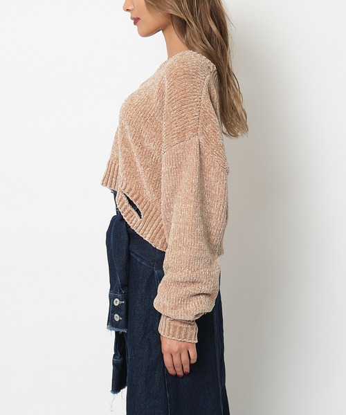 SPIRALGIRL(スパイラルガール)の「ダメージモールニット(ニット/セーター・レディース・ベージュ/カーキ/ブルー・FREE)」の5枚目の写真