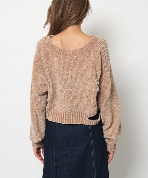 SPIRALGIRL(スパイラルガール)の「ダメージモールニット(ニット/セーター・レディース・ベージュ/カーキ/ブルー・FREE)」の8枚目の写真