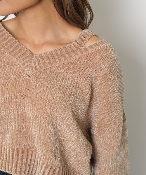 SPIRALGIRL(スパイラルガール)の「ダメージモールニット(ニット/セーター・レディース・ベージュ/カーキ/ブルー・FREE)」の12枚目の写真