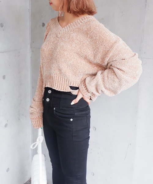 SPIRALGIRL(スパイラルガール)の「ダメージモールニット(ニット/セーター・レディース・ベージュ/カーキ/ブルー・FREE)」の17枚目の写真