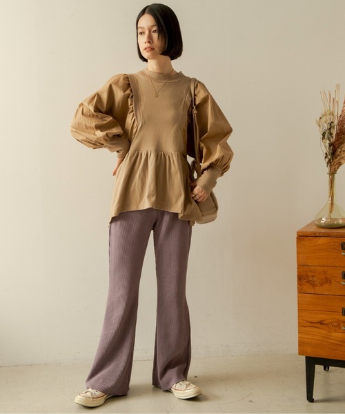 ANGIE（アンジー）の「スウェードタッチリブパンツ（その他パンツ・レディース・ブラック/パープル/ブラウン・FREE）」の6枚目の写真