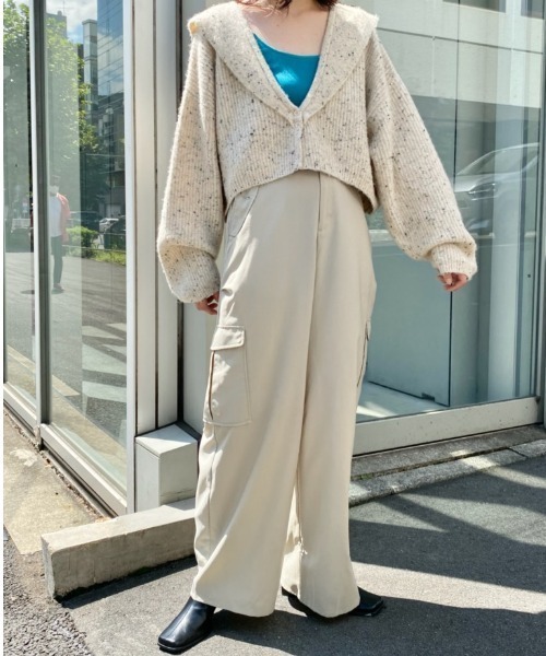 Kastane（カスタネ）の「アンクルテープカーゴパンツ（カーゴパンツ・レディース・アイボリー/ブラウン・FREE）」の5枚目の写真