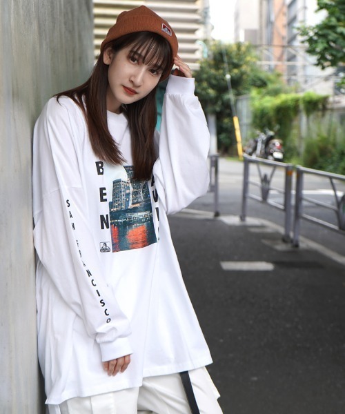 BEN DAVIS(ベンデイビス)の「《BEN DAVIS》LADIES LONG SLEEVE(Tシャツ/カットソー・レディース・ホワイト/チャコールグレー/グリーン・MEDIUM/LARGE)」の2枚目の写真