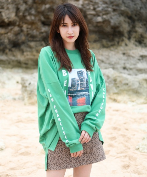 BEN DAVIS(ベンデイビス)の「《BEN DAVIS》LADIES LONG SLEEVE(Tシャツ/カットソー・レディース・ホワイト/チャコールグレー/グリーン・MEDIUM/LARGE)」の1枚目の写真