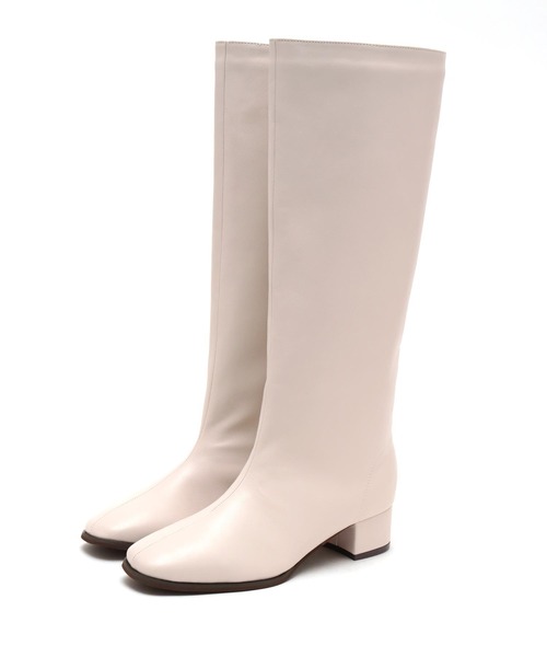 SOROTTO（ソロット）の「スクエアトゥのストレートロングブーツ/ローヒール 疲れない（ブーツ・レディース・ブラック/ダークブラウン/ブラウン/アイボリー・LL/3L/S/M/L）」の5枚目の写真