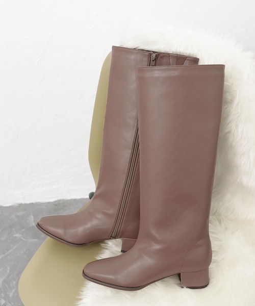 SOROTTO（ソロット）の「スクエアトゥのストレートロングブーツ/ローヒール 疲れない（ブーツ・レディース・ブラック/ダークブラウン/ブラウン/アイボリー・LL/3L/S/M/L）」の22枚目の写真