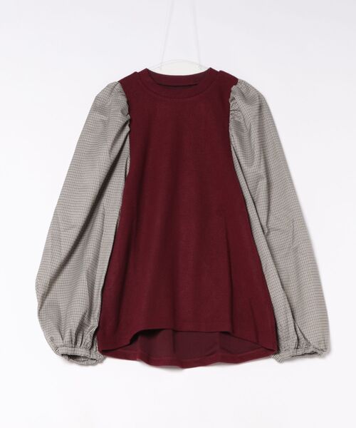 STYLEBLOCK(スタイルブロック)の「サカリバ起毛×先染めチェックドッキングプルオーバー(Tシャツ/カットソー・レディース・ブラック/ブラウン/バーガンディー/グリーン・M)」の1枚目の写真