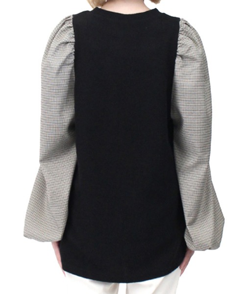 STYLEBLOCK(スタイルブロック)の「サカリバ起毛×先染めチェックドッキングプルオーバー(Tシャツ/カットソー・レディース・ブラック/ブラウン/バーガンディー/グリーン・M)」の10枚目の写真