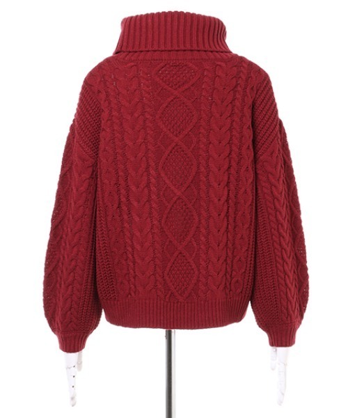 INGNI(イング)の「オフタートルケーブルニット(ニット/セーター・レディース・アイボリー/ブラック/モカ/グリーン/ブルー/ボルドー・M)」の6枚目の写真