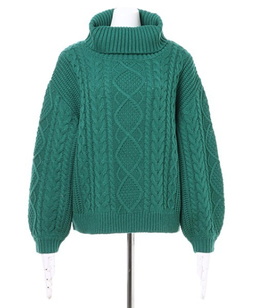 INGNI(イング)の「オフタートルケーブルニット(ニット/セーター・レディース・アイボリー/ブラック/モカ/グリーン/ブルー/ボルドー・M)」の15枚目の写真