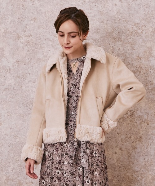 axes femme（アクシーズファム）の「ランダムファースエードコート（その他アウター・レディース・ベージュ/グレー/ミント・MEDIUM）」の3枚目の写真