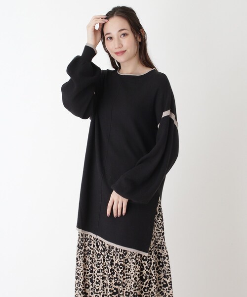 SHOO・LA・RUE（シューラルー）の「◆配色デザインニットプルオーバー（ニット/セーター・レディース・ブラック/ベージュ/ブルー・00）」の2枚目の写真