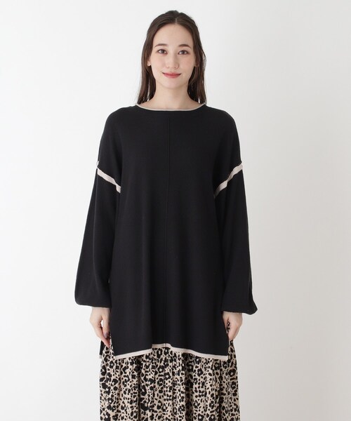 SHOO・LA・RUE（シューラルー）の「◆配色デザインニットプルオーバー（ニット/セーター・レディース・ブラック/ベージュ/ブルー・00）」の4枚目の写真