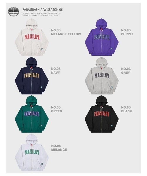 Paragraph(パラグラフ)の「A'GEM/9 × .kom『paragraph/パラグラフ』カレッジロゴジップアップパーカー/CollegeLogo ZipupHoodie(パーカー・メンズ・ネイビー/ブラック/ライトグレー/グリーン/グレー/パープル・FREE)」の12枚目の写真
