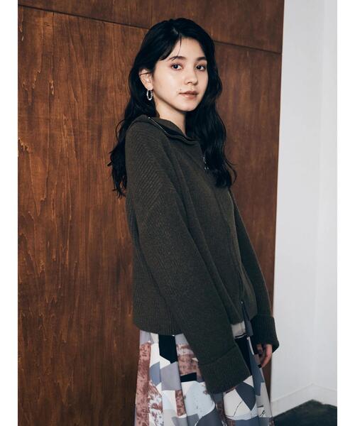 Editt by YECCA VECCA(エディットバイイェッカヴェッカ)の「セーラーカラーZIPニット*(カーディガン/ボレロ・レディース・グレー/カーキ/イエロー/ブルー・FREE)」の5枚目の写真