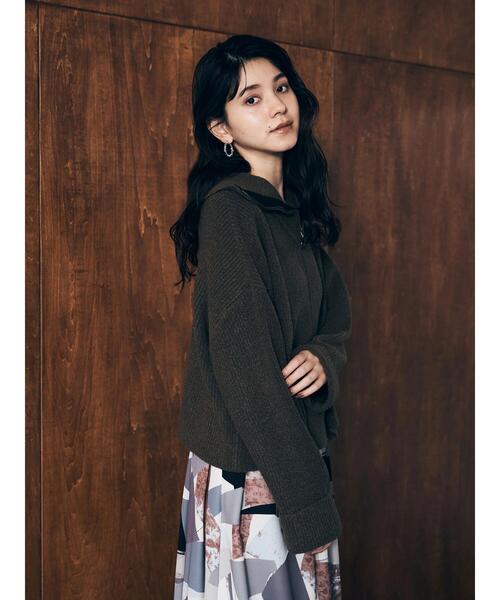 Editt by YECCA VECCA(エディットバイイェッカヴェッカ)の「セーラーカラーZIPニット*(カーディガン/ボレロ・レディース・グレー/カーキ/イエロー/ブルー・FREE)」の9枚目の写真